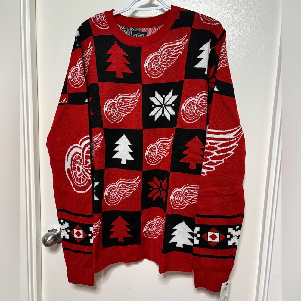 BNWT NHL DETROIT RED WINGS UGLY CHRISTMAS SWEATER